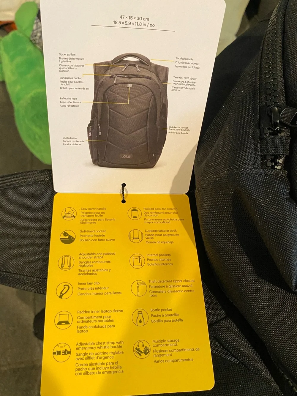 NEW LOLE BLACK QUILTED BACKPACK